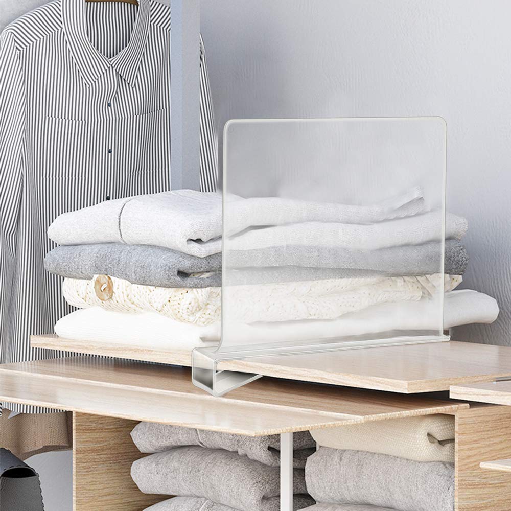 Okydoky Acrylic Shelf Dividers for Closet - 12 Pack Clear Organizers