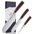 KEEMMAKE 3-Piece Santoku Knife Set | German Stainless Steel & Pakkawood