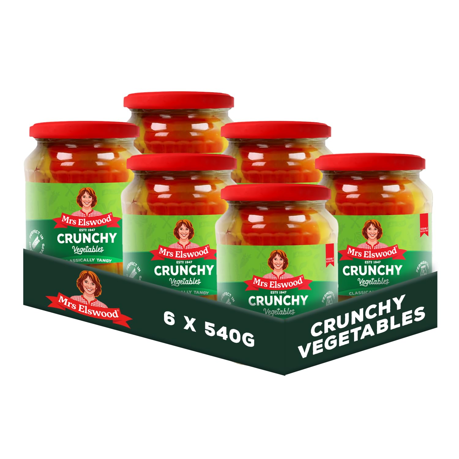 Mrs Elswood Crunchy Pickled Vegetables – Classically Tangy (6 x 540g)