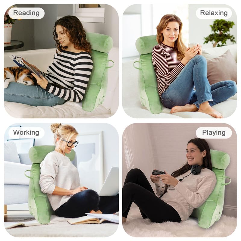 Mingfuxin Reading Pillow | Velvet Bed Backrest with Neck and Arm Support