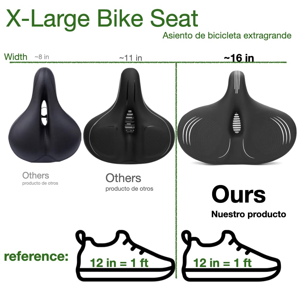 Jolof Store Wide E-Bike Seat | Memory Foam Plus Size Bicycle Saddle