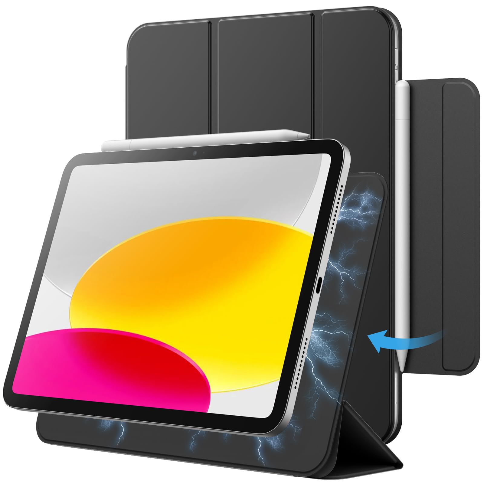 JETech Magnetic Case for iPad 11th/10th Gen - Slim Folio Cover, Black