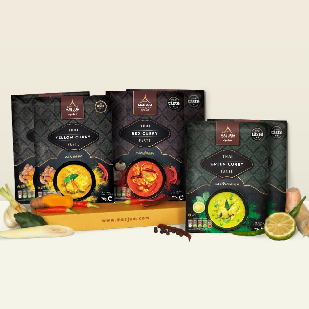 Mae Jum Thai Curry Paste Classic Bundle - 6 Packs x 70g Authentic Set