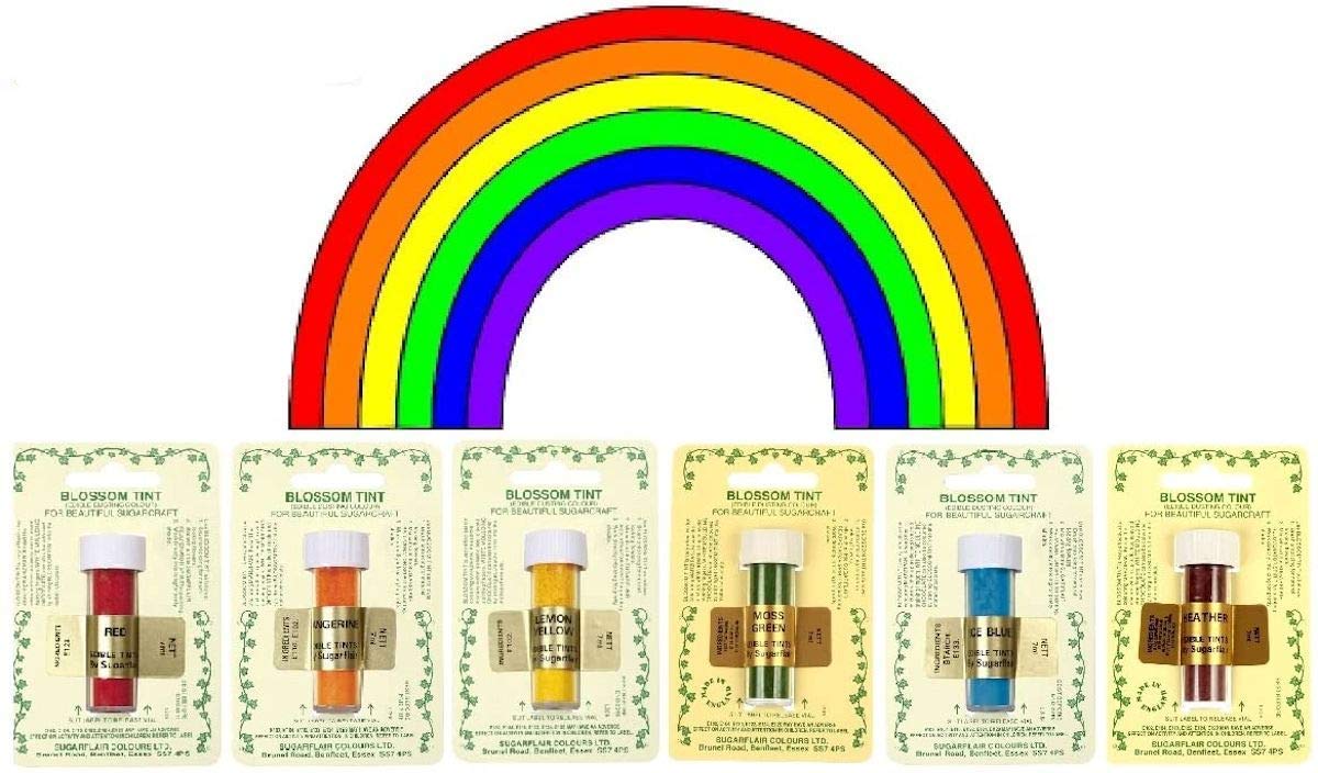 Sugarflair Edible Blossom Tints Food Colouring Dust - Rainbow 6 Pack