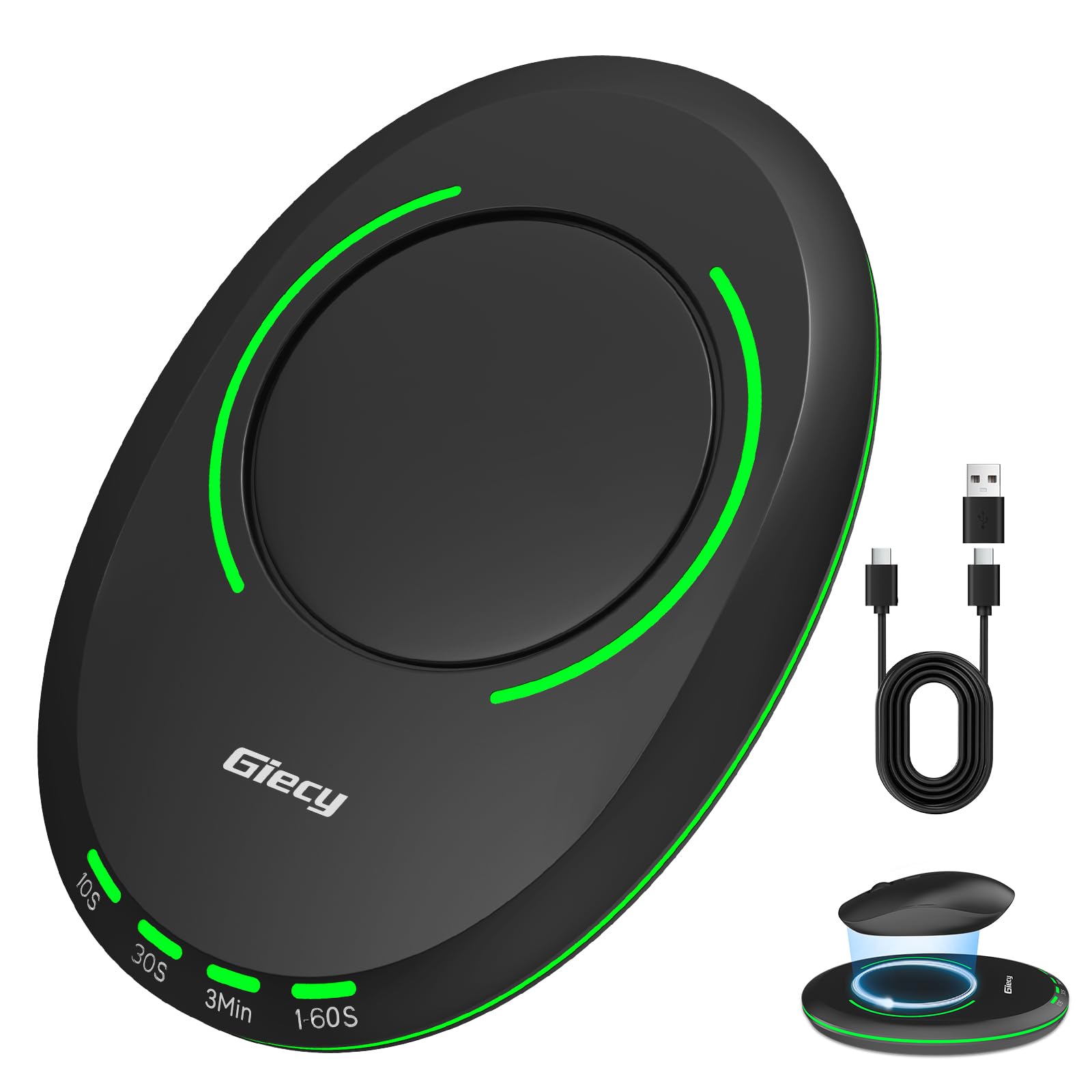 Giecy Ultra Slim Mouse Mover – Undetectable Jiggler with Interval Timer