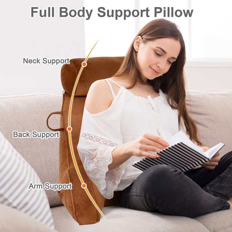 Mingfuxin Reading Pillow | Velvet Bed Backrest with Neck and Arm Support