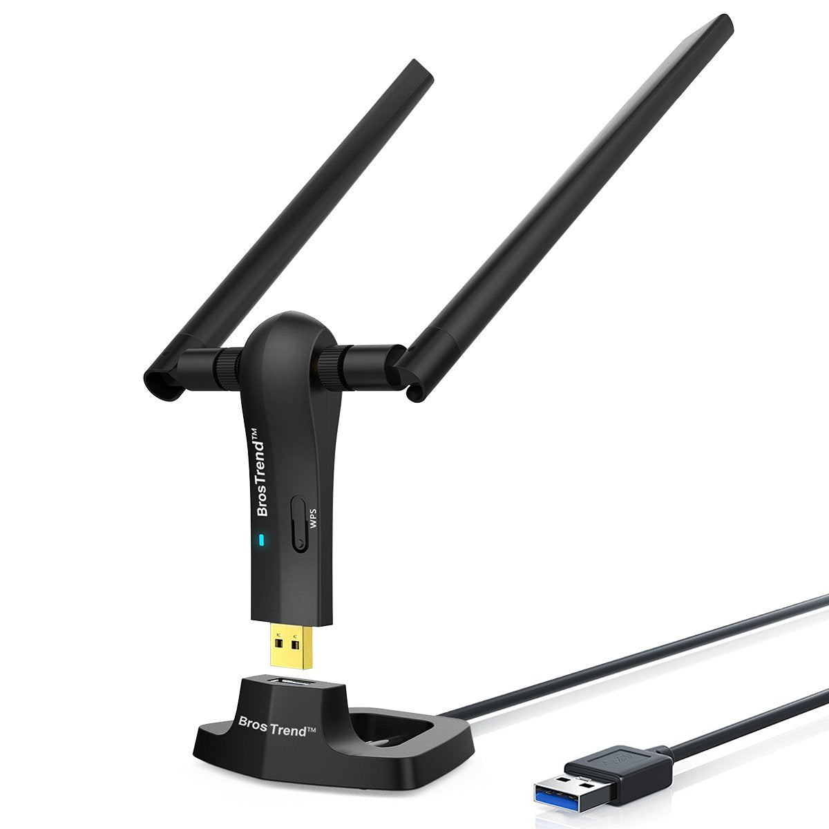 BrosTrend 1200Mbps USB WiFi Adapter | Dual Band Long Range Antennas