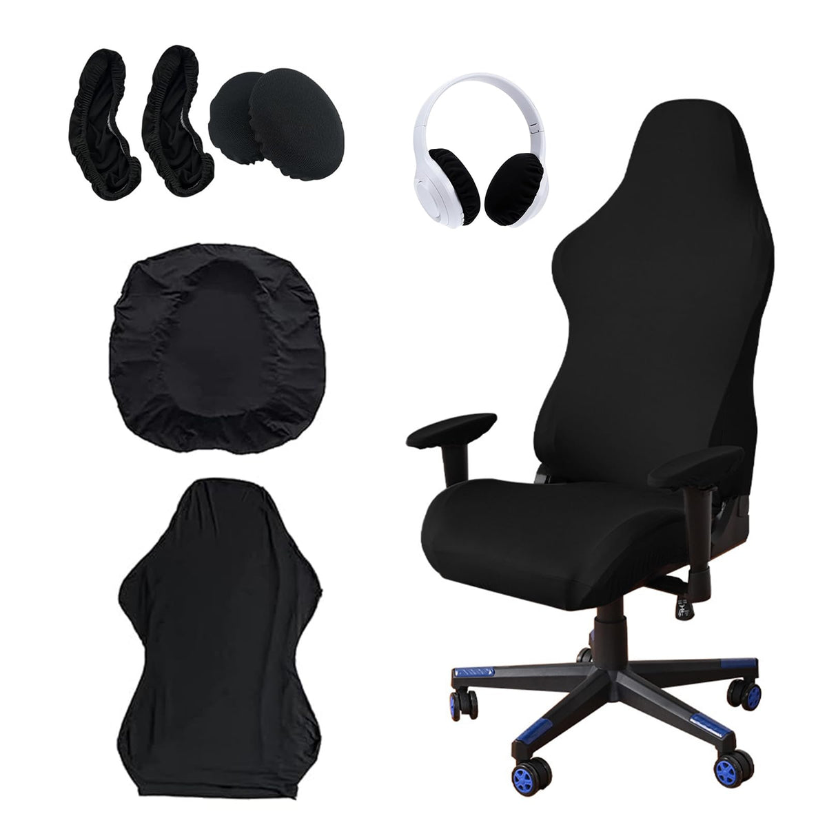 Luckwaii Gaming Chair Cover 6 Pcs Office Chair Covers Stretch Removable - image 1