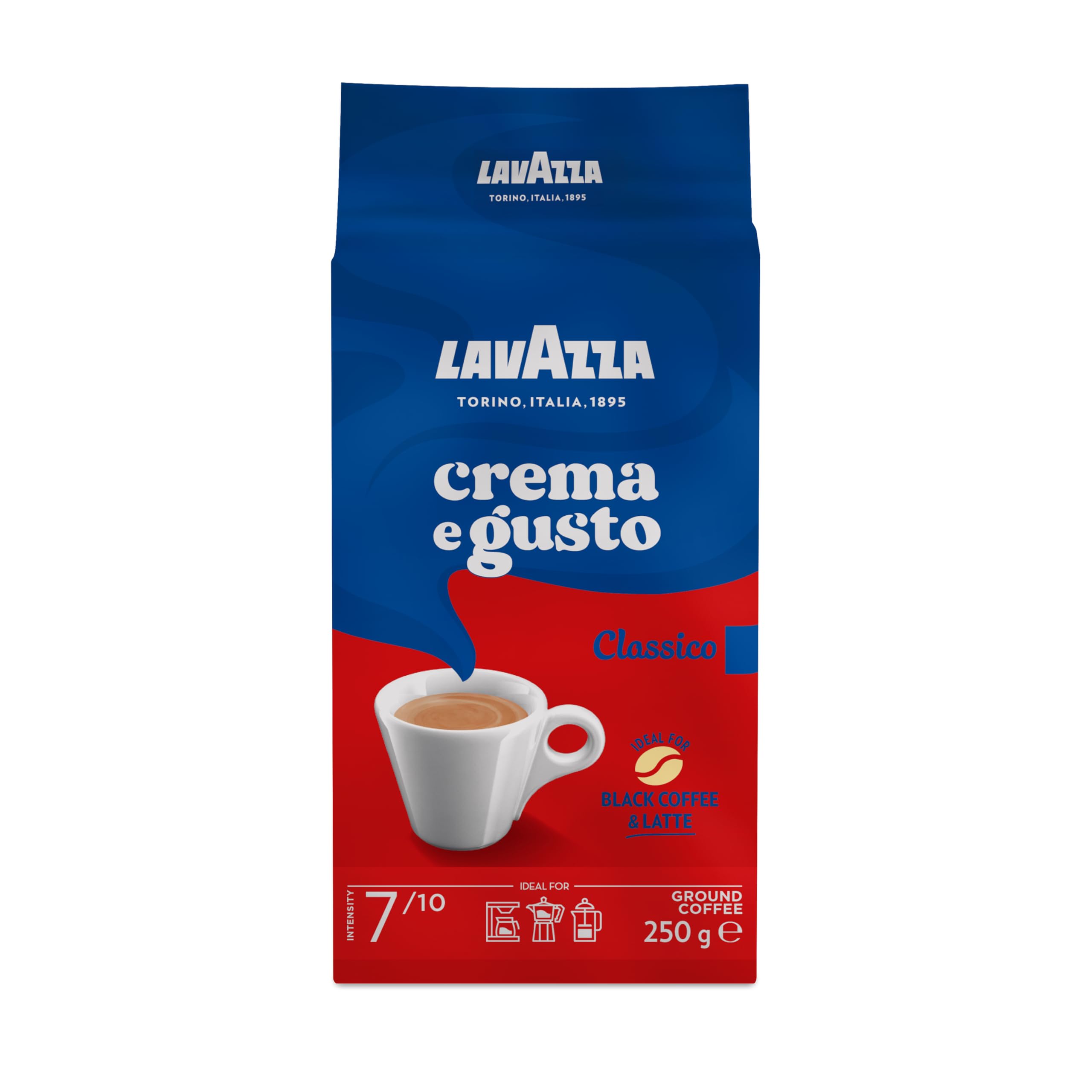 Lavazza Crema E Gusto Ground Coffee – Dark Roast Italian Espresso, 10 Pack