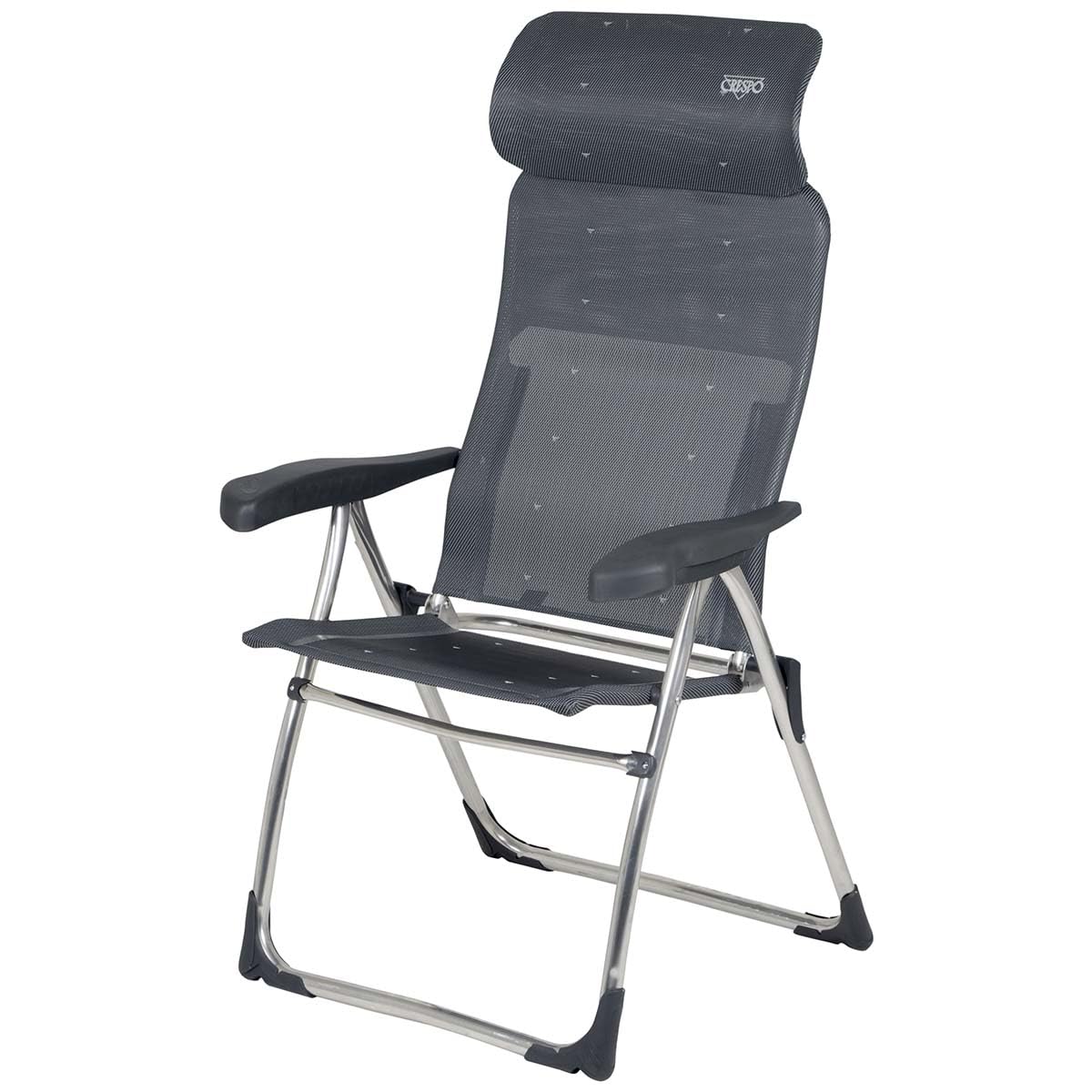 Crespo AL 215 Folding Camping Chair – Ergonomic 7-Position Seat, Grey