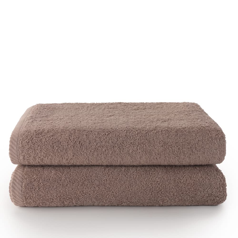 Top Towels Plus - 2 Large Bath Towels - 100% Cotton - 70x140 cm - Vison