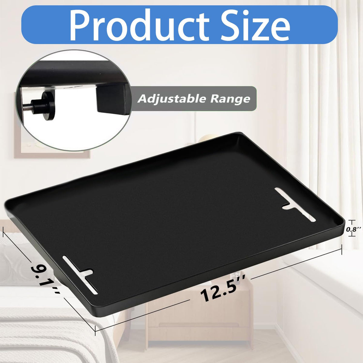 Sightday Bedside Table Organiser,Bedside Shelf For Bunk & Loft Beds Clip On Shelf,Bedside Tray For Home,School,Office,Dormitory Room Black