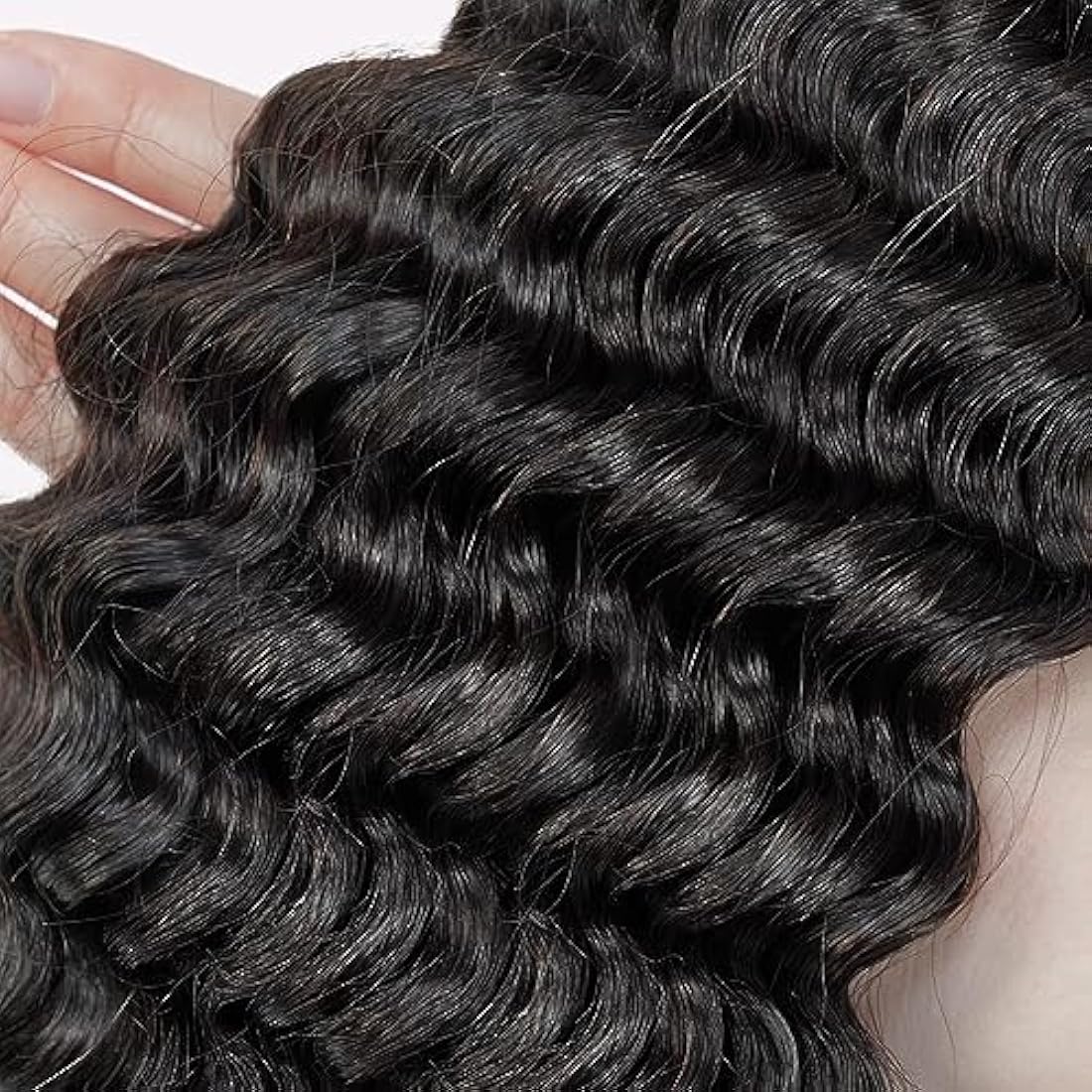 Double Drawn Human Hair Bulk for Braiding | Deep Wave 20" 1B