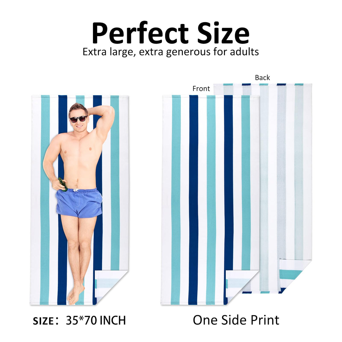 Ouxiaobai Large Oversized Beach Towel - Microfiber Sand Free 35 x 70 Inch Quick Dry Lightweight Pool Towel for Adults, Thin Striped Swim Towel - image 3