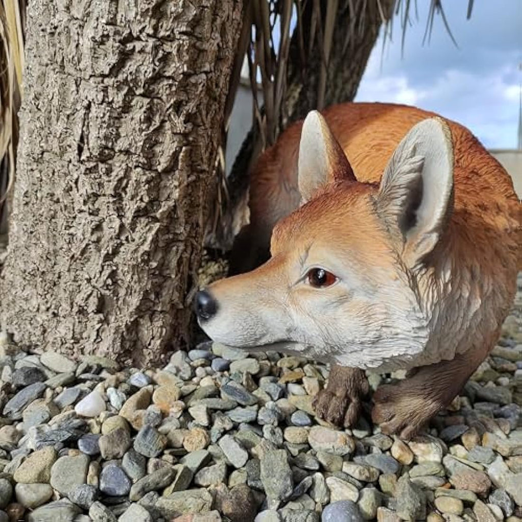 Jolof Store XL Prowling Fox Garden Ornament – Realistic Outdoor Sculpture