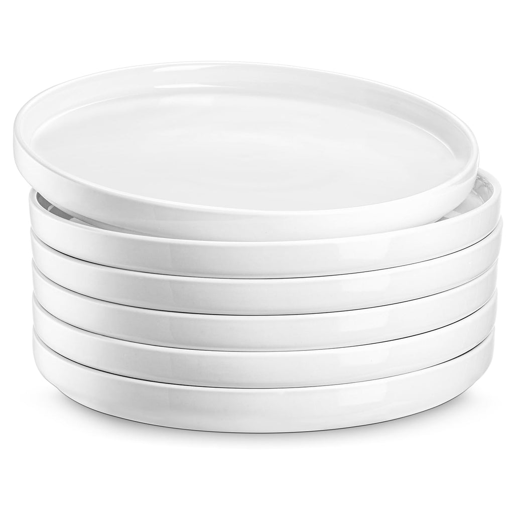 Jassceram 8.5" Ceramic Dinner Plates Set of 6 – White Salad & Dessert Plates
