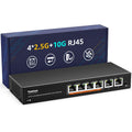 YuanLey 6 Port 10G Ethernet Switch – 4x 2.5G & 2x 10G RJ45 Metal Fanless