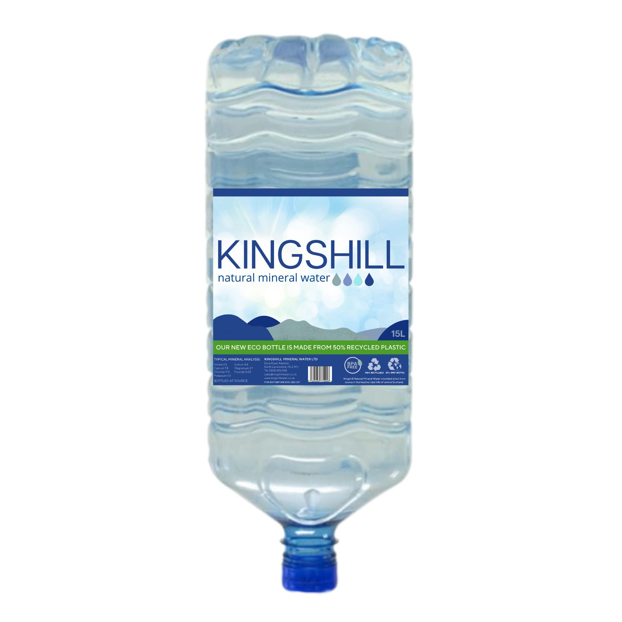Kingshill Natural Mineral Water - 15L Recyclable Bottle for Dispensers