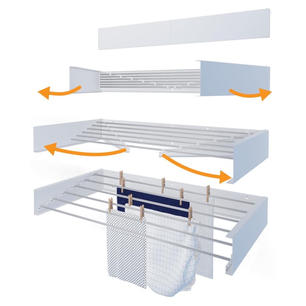Hot Flow Glide Wall Mounted Clothes Drying Rack – 100cm Foldable Steel