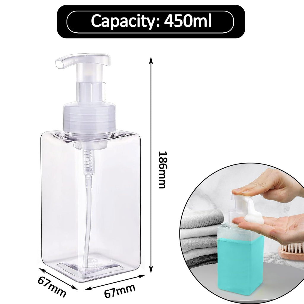 Apstaqeoo Foaming Soap Dispenser, 2Pcs 450ml Hand Soap Dispenser Refillable Foam Soap Liquid Pump Bottles Empty Plastic Shampoo Body Wash Container - image 2