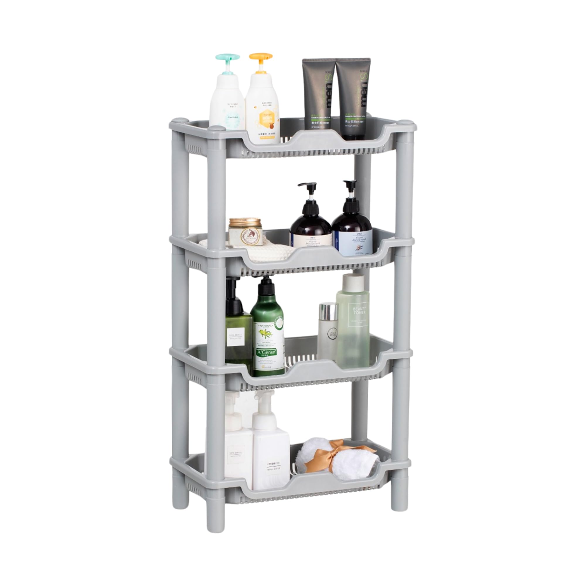 Qualiware 4-Tier Shower Caddy | Rustproof Plastic Corner Storage Shelf