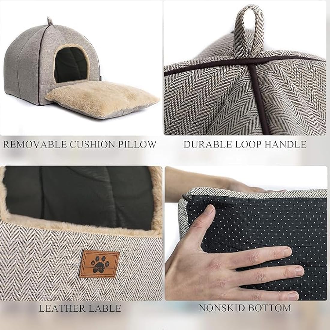 Jolof Store Cat Cave Bed – Foldable Indoor Kitten Tent with Washable Pillow