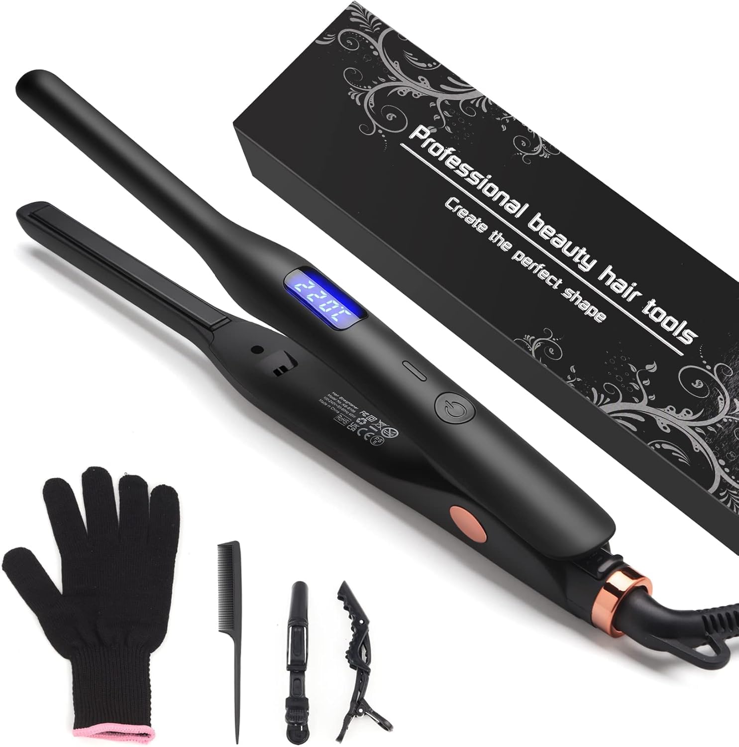 Jolof Store Mini Pencil Flat Iron – 2-in-1 Hair Straightener for Short Hair