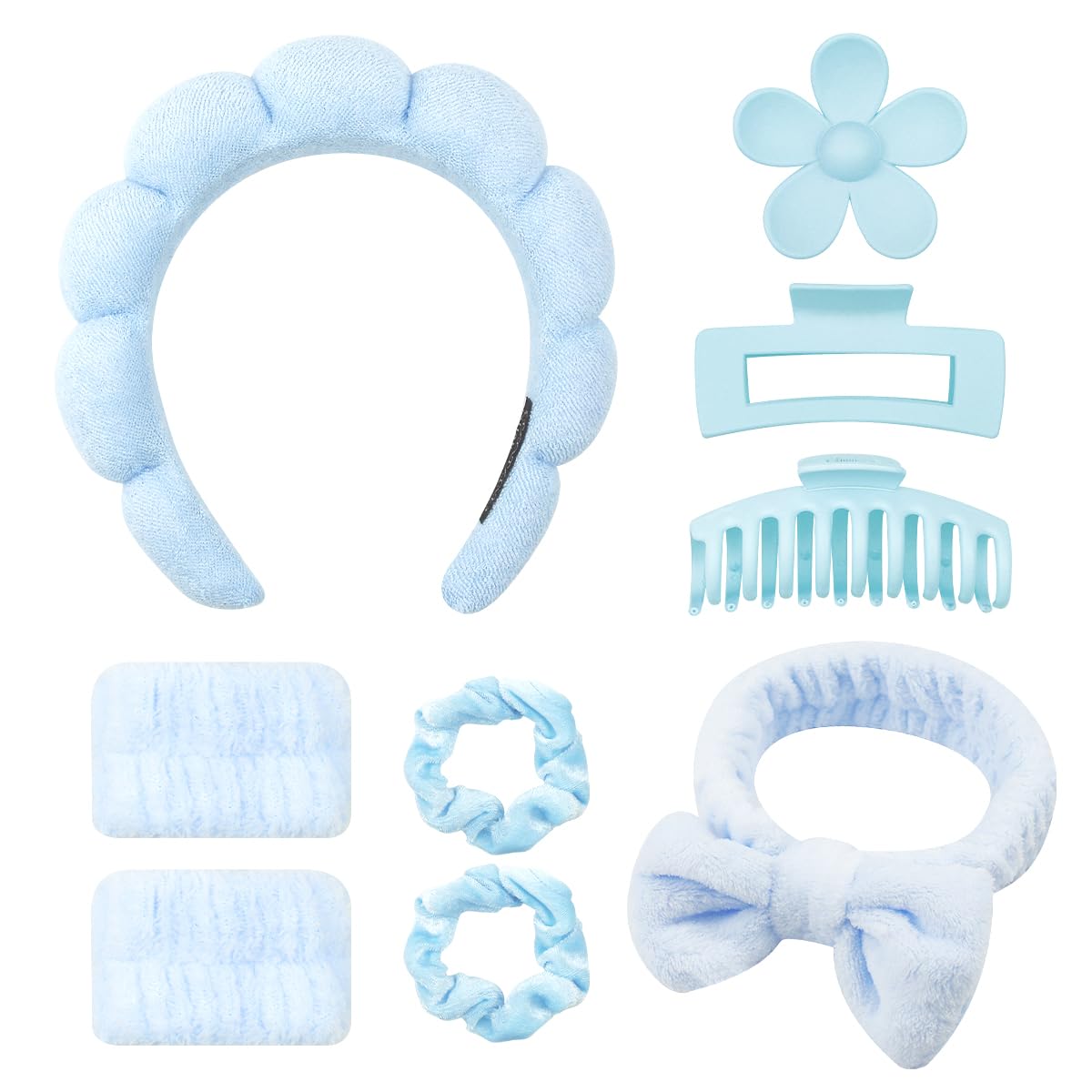 Jolof Store 9-Piece Spa Headband and Wristband Set for Face Washing