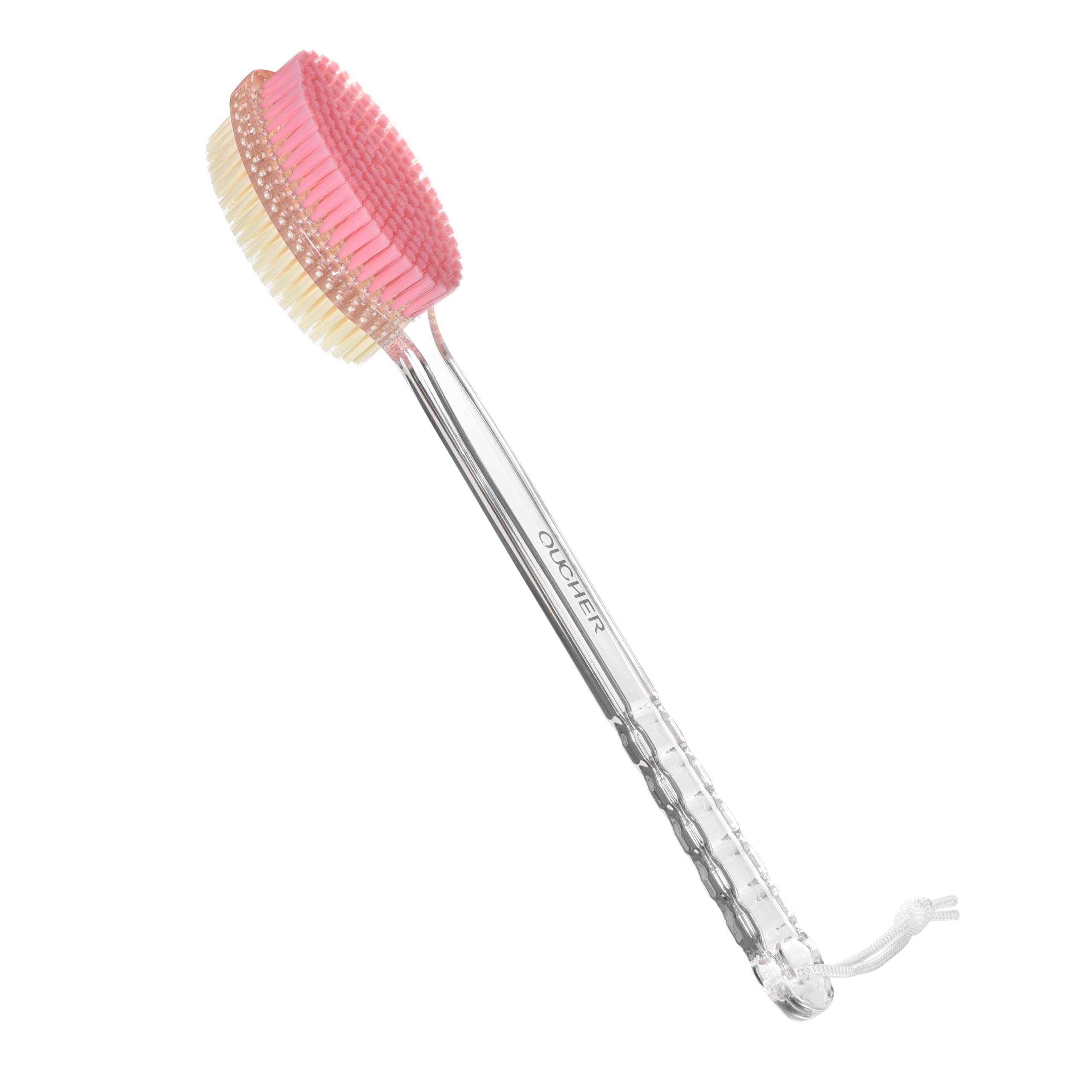 QUCHER Long Handle Shower Brush – Dual Bristle Body Scrubber for Exfoliation