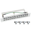 HMF 10 Inch STP Keystone Patch Panel | 12 Ports RJ45 Shielded | Light Grey
