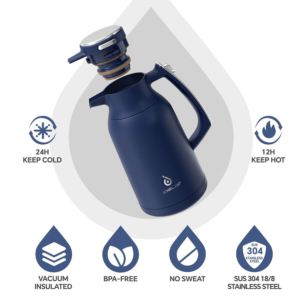 IDEUS 68oz Vacuum Insulated Coffee Carafe | Stainless Steel Thermal Pot