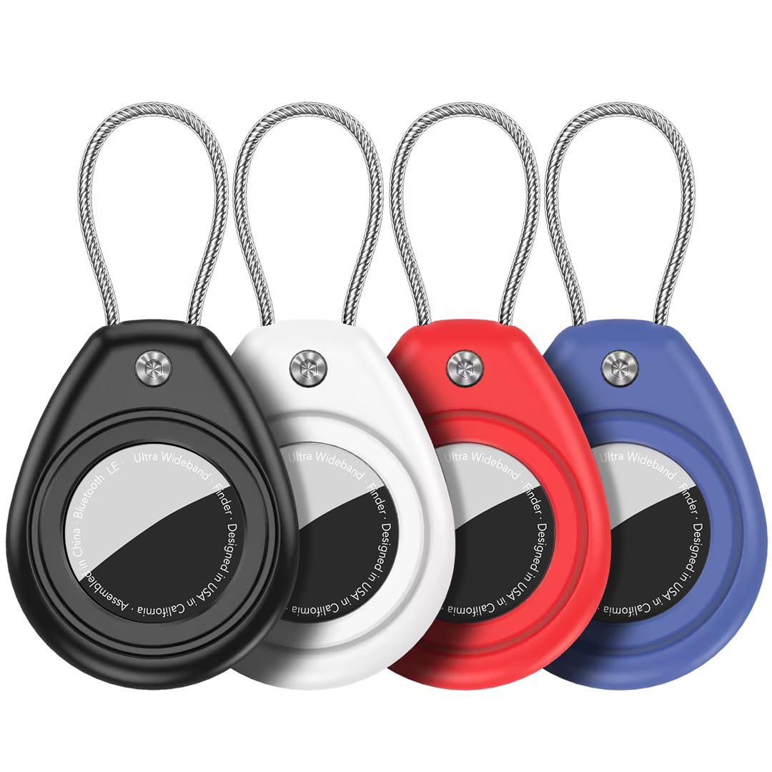 Aimtel 4 Pack AirTag Holder Keychain – Anti-Lost Case for Keys & Pets