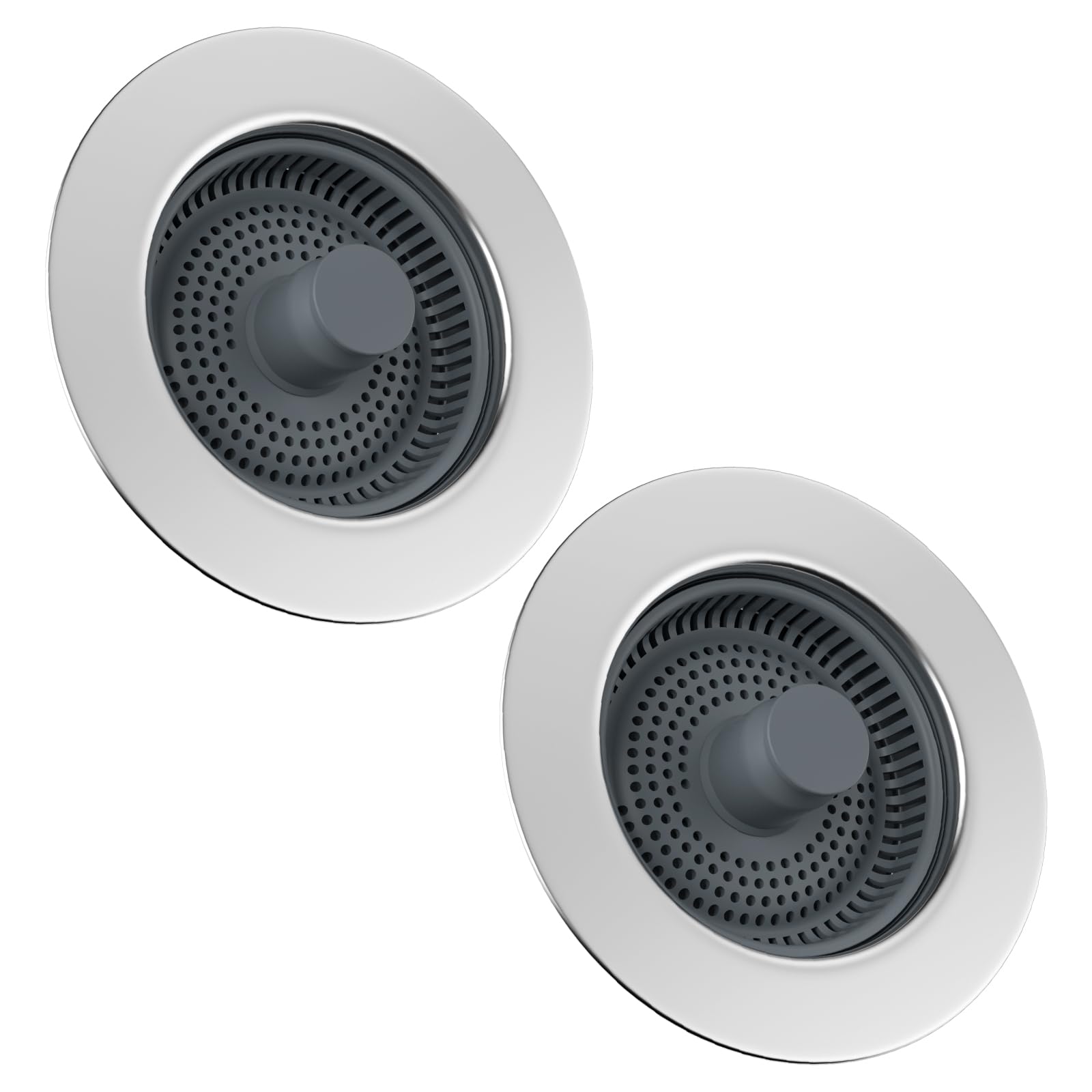 Hibbent 2pcs 3-in-1 Kitchen Sink Strainer and Stopper | Stainless Steel