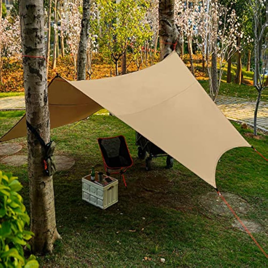 4.5x4.5m Waterproof Camping Tarp – Ultralight Hexagon Shelter