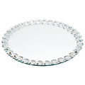 Okuna Outpost 12-Inch Crystal Bead Round Mirror Tray for Vanity Decor