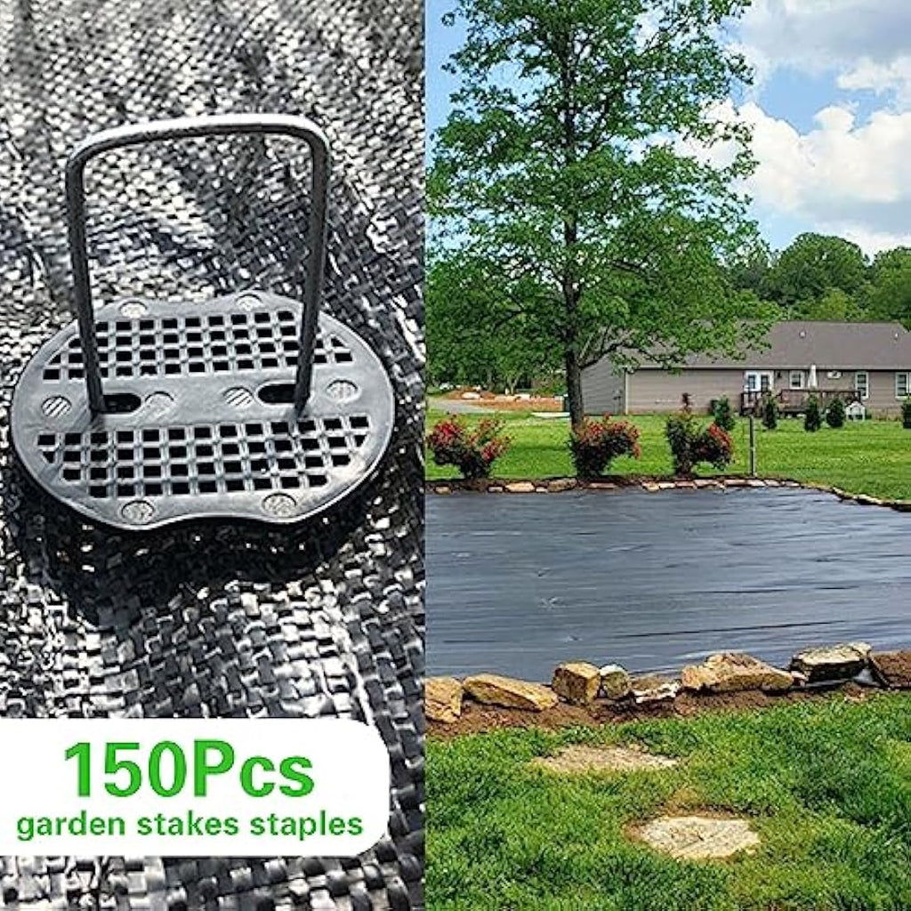 150 Metal Garden Staples – 6 Inch U-Shaped Pegs with Washers