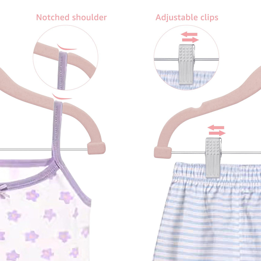 MangoKit Trouser Hangers & Movable Clips,Baby Velvet Hangers 16 Pack Pink - image 5