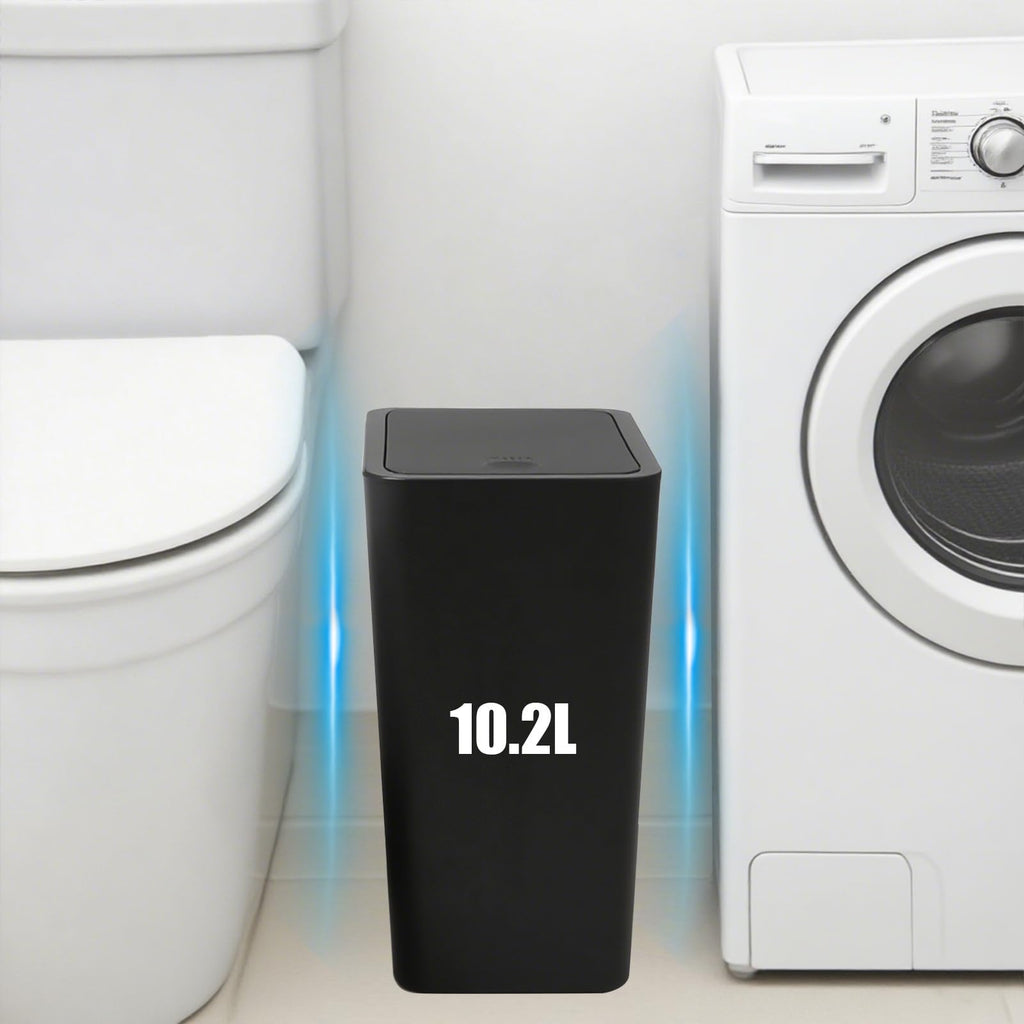 Yeqqzq 10L Bedroom Bin with Garbage Bag, Touch Top Bathroom Bin with Lid - image 4