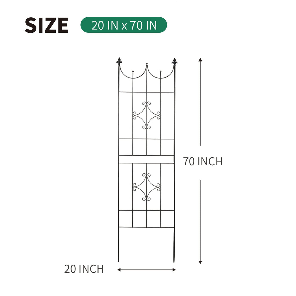 SCENDOR Rustproof Metal Garden Trellis – 70" x 20" Climbing Plant Support