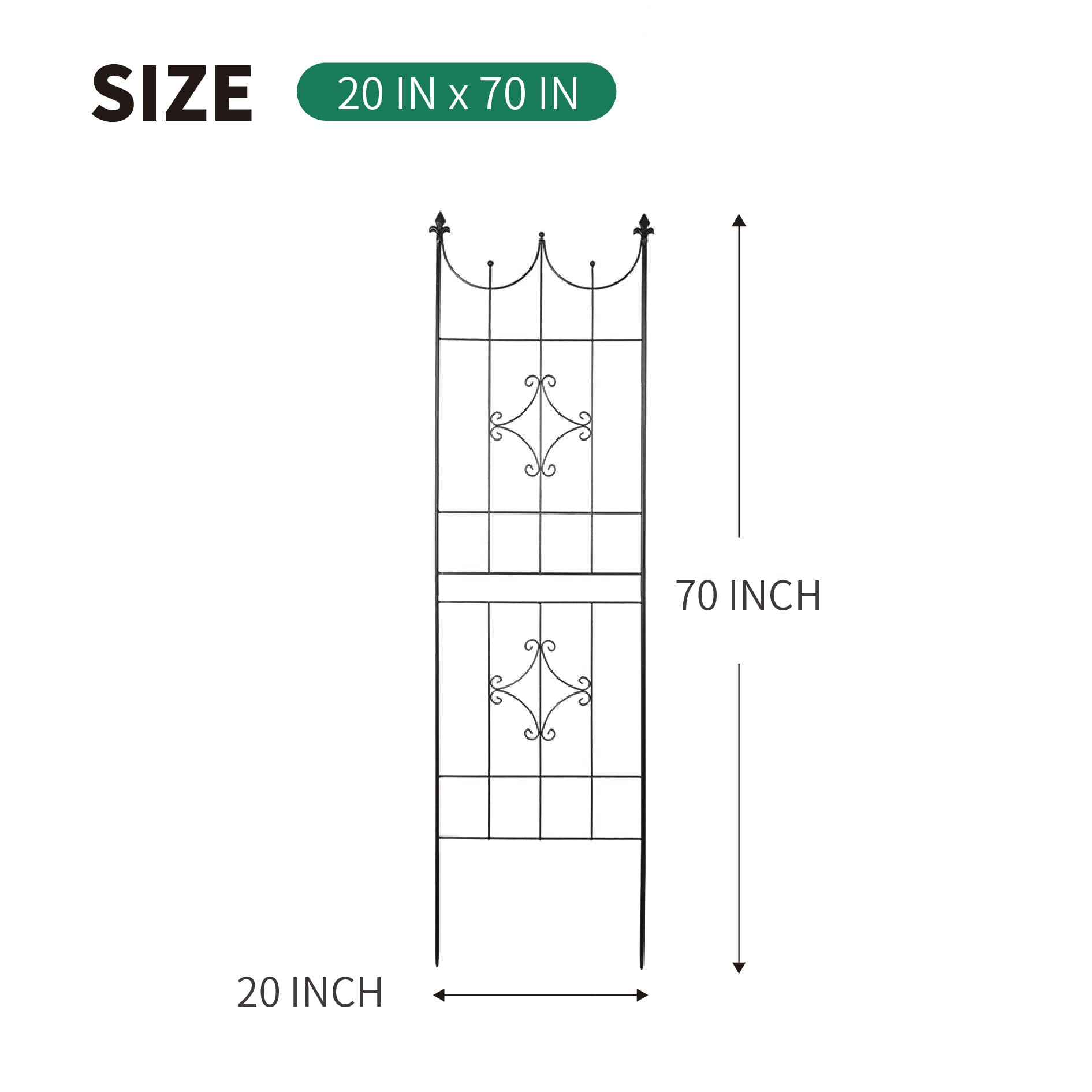 SCENDOR Rustproof Metal Garden Trellis – 70" x 20" Climbing Plant Support