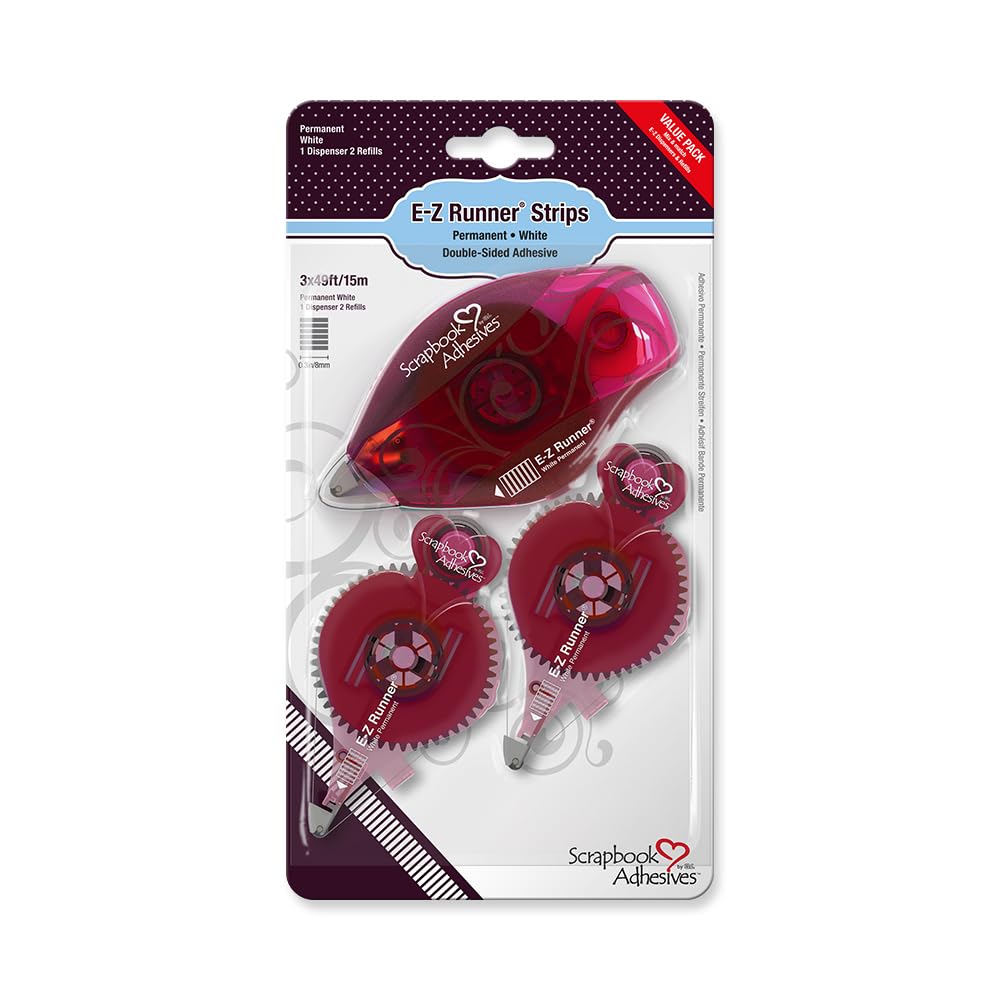 Scrapbook Adhesives by 3L E-Z Runner Permanent Strips Value Pack | White