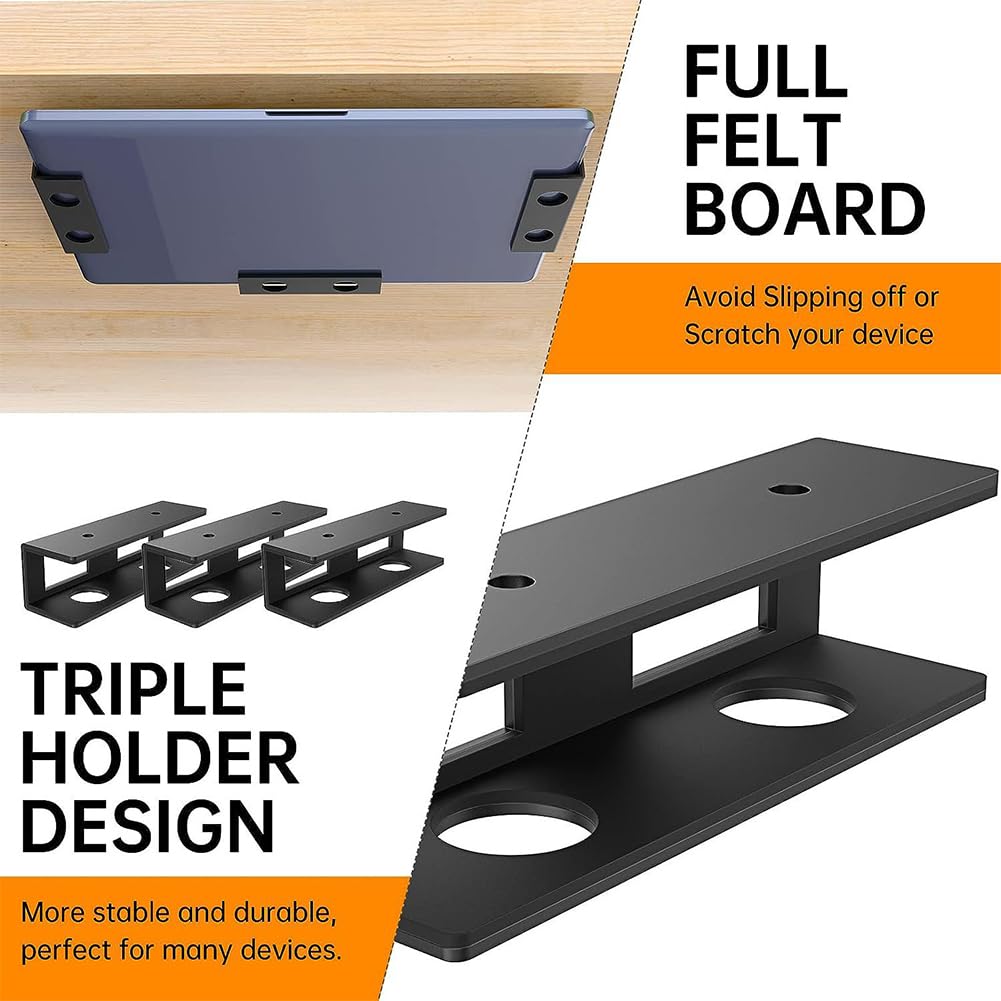 Kisbeibi Under Desk Laptop Mount, Metal Under Desk Laptop Storage Holder with Screws, Under Table Desk Holder for Laptop, Tablet - image 3