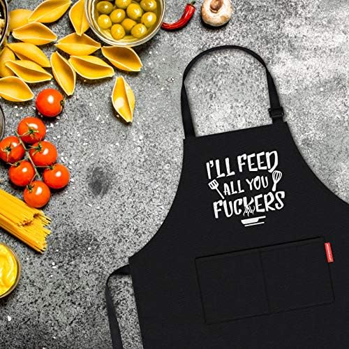 APRONPANDA I'll Feed All You Funny BBQ Chef Apron with 2 Pockets