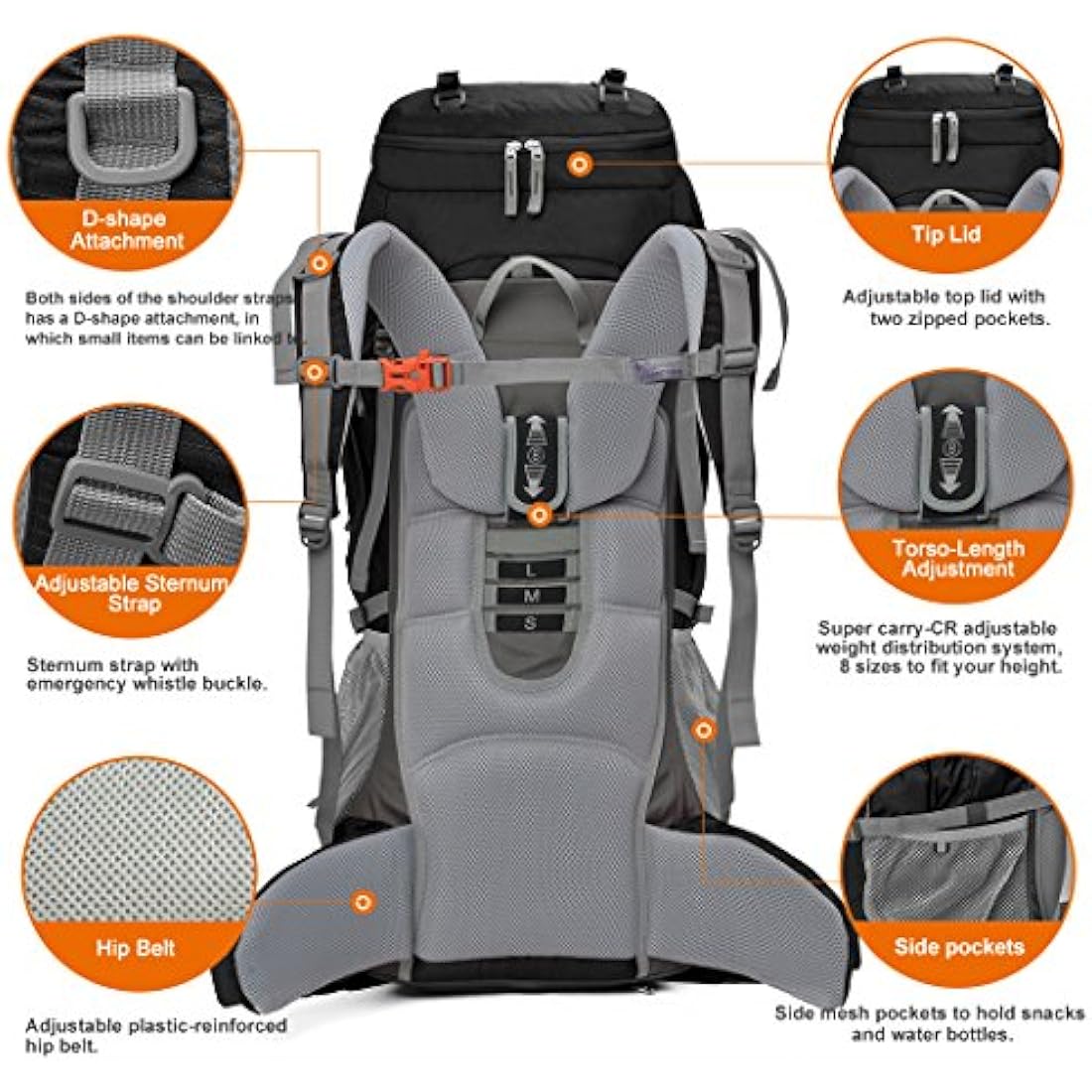 Mountaintop 70L Hiking Backpack – Internal Frame Water-Resistant Rucksack