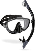 Cressi Tino & Scilla Adult Snorkel Set | Dry Snorkel & Mask - Black/Titanium