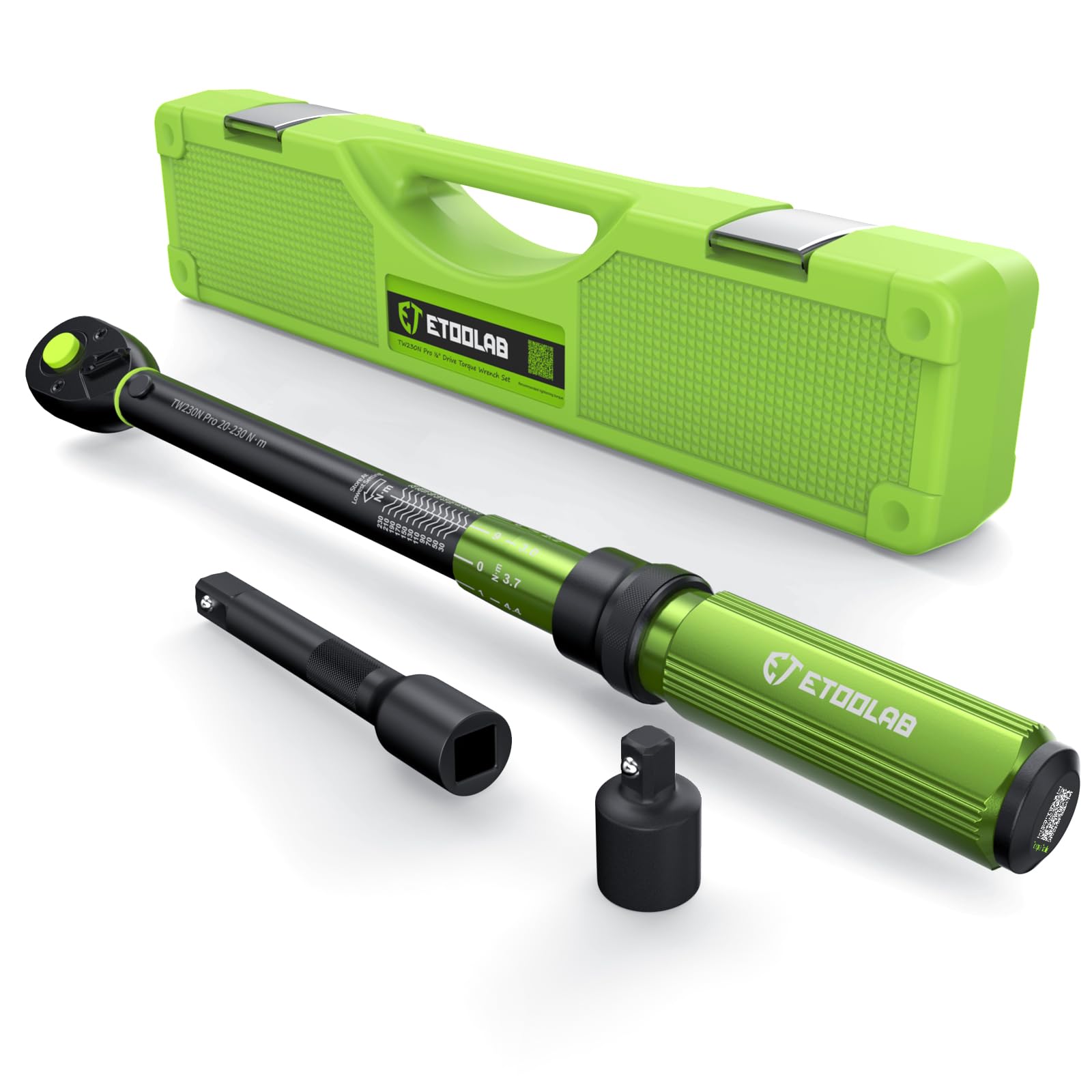 ETOOLAB 1/2 Drive Click Torque Wrench | 20-230Nm Dual-Range 72-Tooth