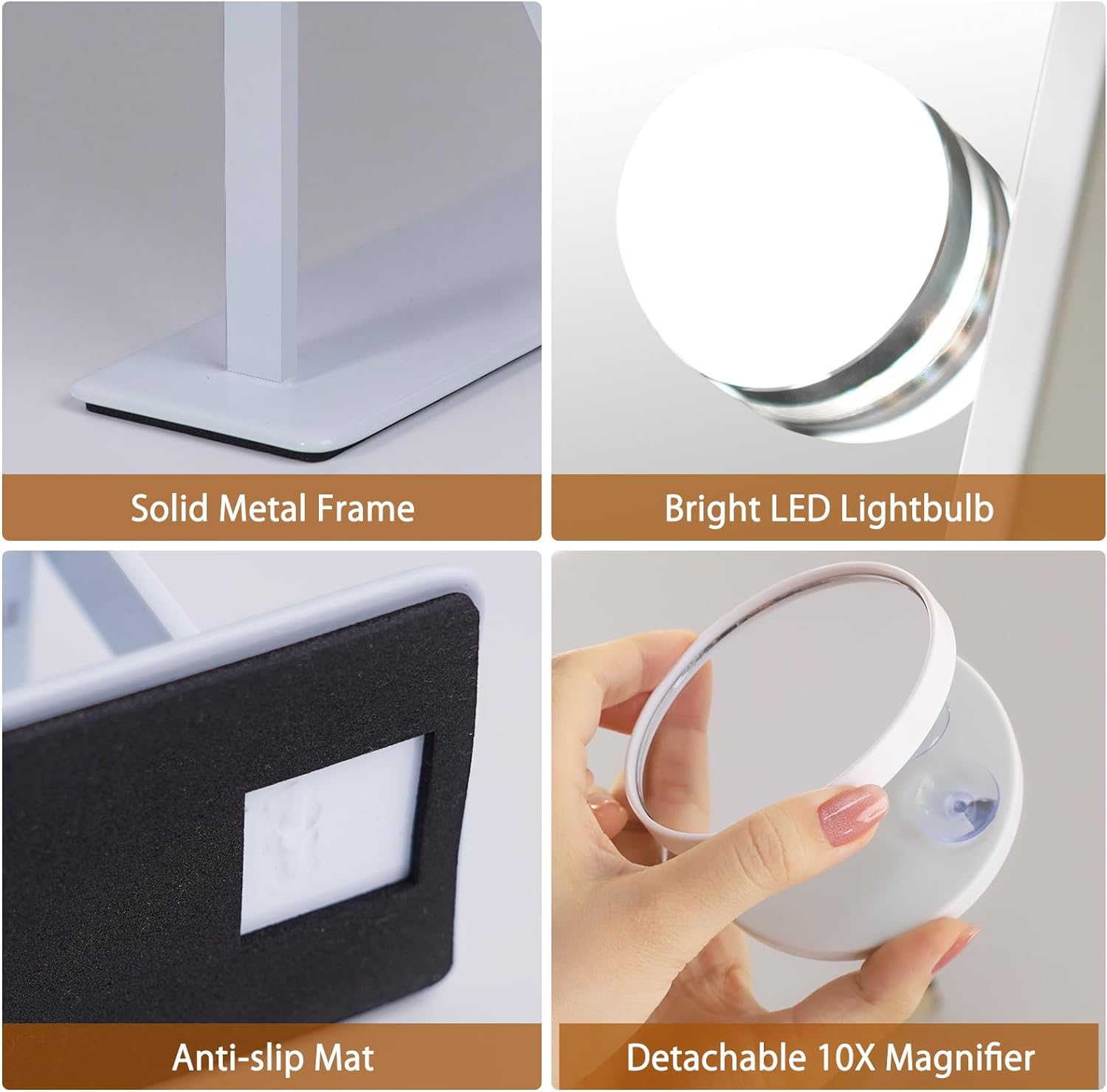 FENCHILIN Hollywood Vanity Mirror with 9 LED Bulbs and 360° Rotation