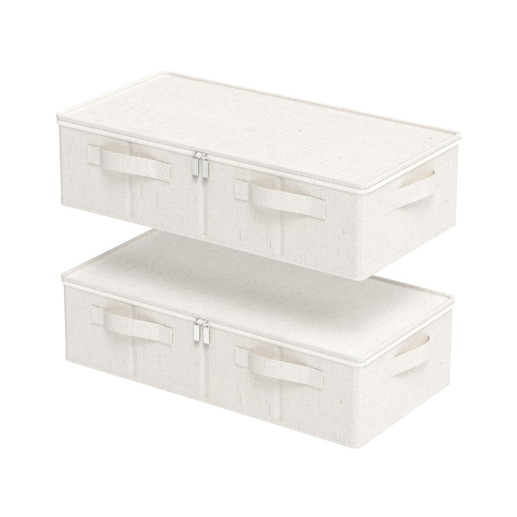 ENUMAIL Underbed Storage Basket with PP Panel,60x30x15cm,Beige,2 Pack - image 1