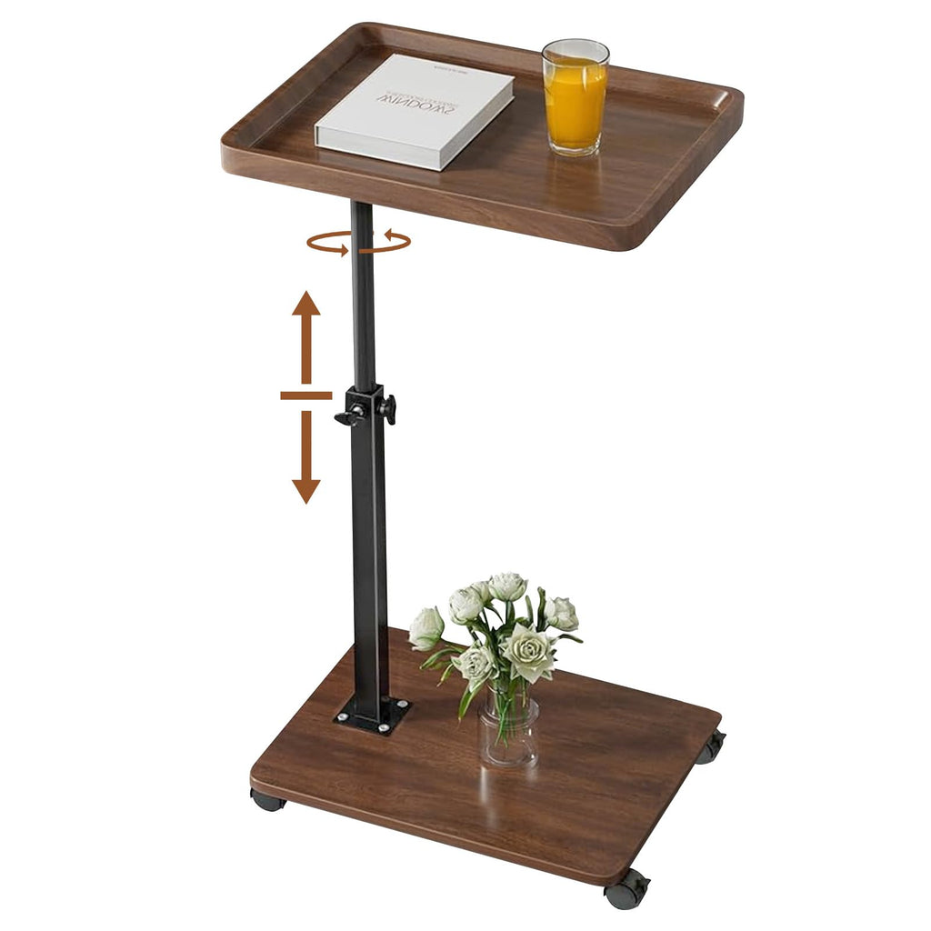 YYW Adjustable C Shaped Side Table with Wheels, 360° Swivel Sofa Table - image 1
