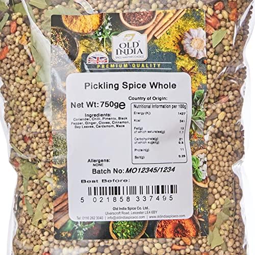 Old India Pickling Spice Whole – 100% Natural Bulk Seasoning, 750g
